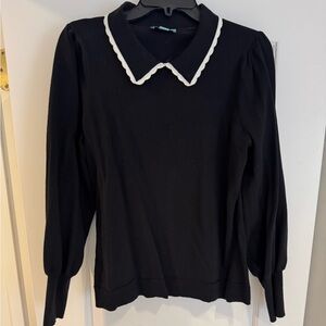 Cece Black Collared Sweater